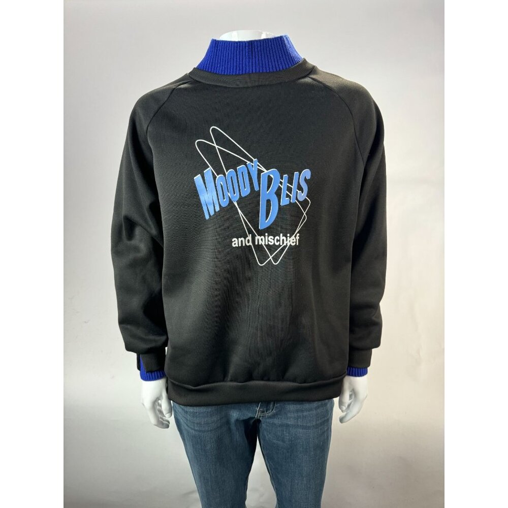 Moody Blis & Mischief Black Sweatshirt With Blue Collar & Cuffs